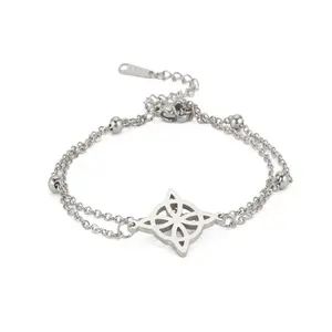 Stainless Steel Double Layer Bracelets on Hand Wicca Jewelry Amulet Gift