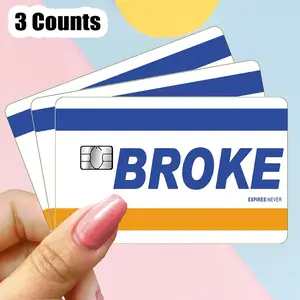 Broke Letter Pattern Credit Card Skin, 3 Counts Waterproof & Scratch-resistant Protective Sticker, Decorative Skin for Credit Card Skin Wrap Sticker, High Adhesive Stickers, Customizable Stickers