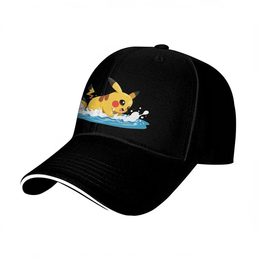 Women's Ponytail Hat, Cotton, Unique, Funny, for Men, Resist Hats, PIKACHU Printed Baseball Cap, Popular, PIKACHU Baseball Hats