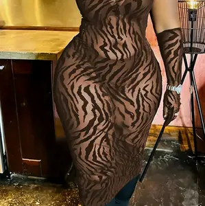 Zebra Patterned Bodycon Tank Dress - Casual Women's Wear