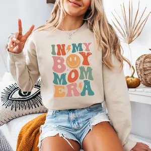 Women's Boy Mom Sweatshirt, In My Boy Mom Era Crewneck, Boy Mama Pullover Casual Cotton
