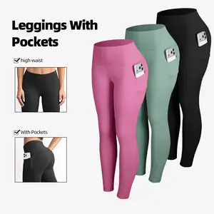 3PCS Women's High Waist Workout Leggings with 3 Pockets Running Yoga Gym Sports Pants New fabric upgrade