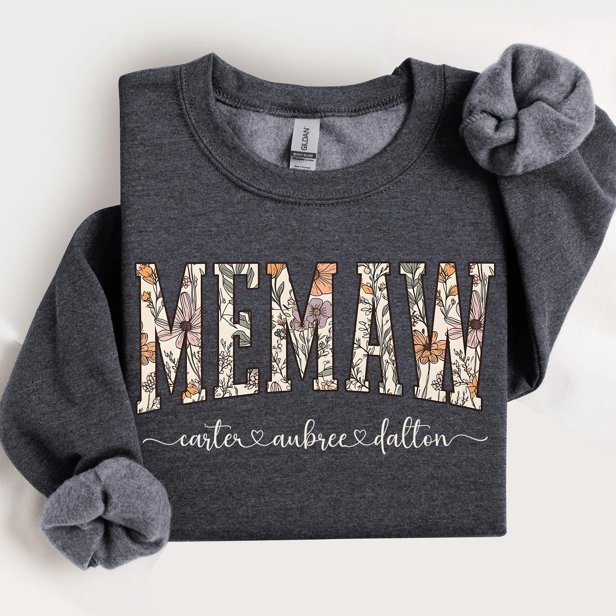Custom Memaw Sweatshirt, Personalized Shirt for Memaw, Boho Floral Memaw Tshirt Gift for Grandparent