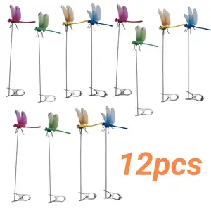 12Pcs/Set Dragonfly Insert Rod Clip,3D Dragonfly Garden Stakes,4 Color Simulation Dragonfly,Ideal for Garden Decorations and House Warmings,HalloweenChristmas Party Gifts,Tools & Hardware