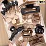 【Black Friday】11 PCS Matte Hair Claw Set, Solid Color Flat Claw Clips, Flower Hair Clips, Minimalist Fashion Hair Accessories for Women, Suitable for Thick Hair