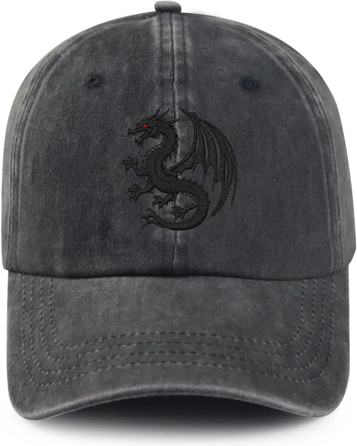 Embroidered Baseball Cap with Black Dragon for Men Women, Classic Sports Style