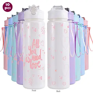 10pcs/26oz/760ml/Sports Water Bottle With Straw For Gym Fitness Outdoor,All You Need Is Love Design,The Perfect Birthday And Christmas Gift For Family And Friends,It Is The Perfect Choice For Outdoor Enthusiasts
