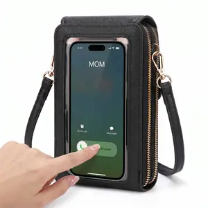 2026 New Crossbody Bag Wallet | Visible Phone Window, Multiple Compartments, Adjustable Strap, Premium Metal Texture