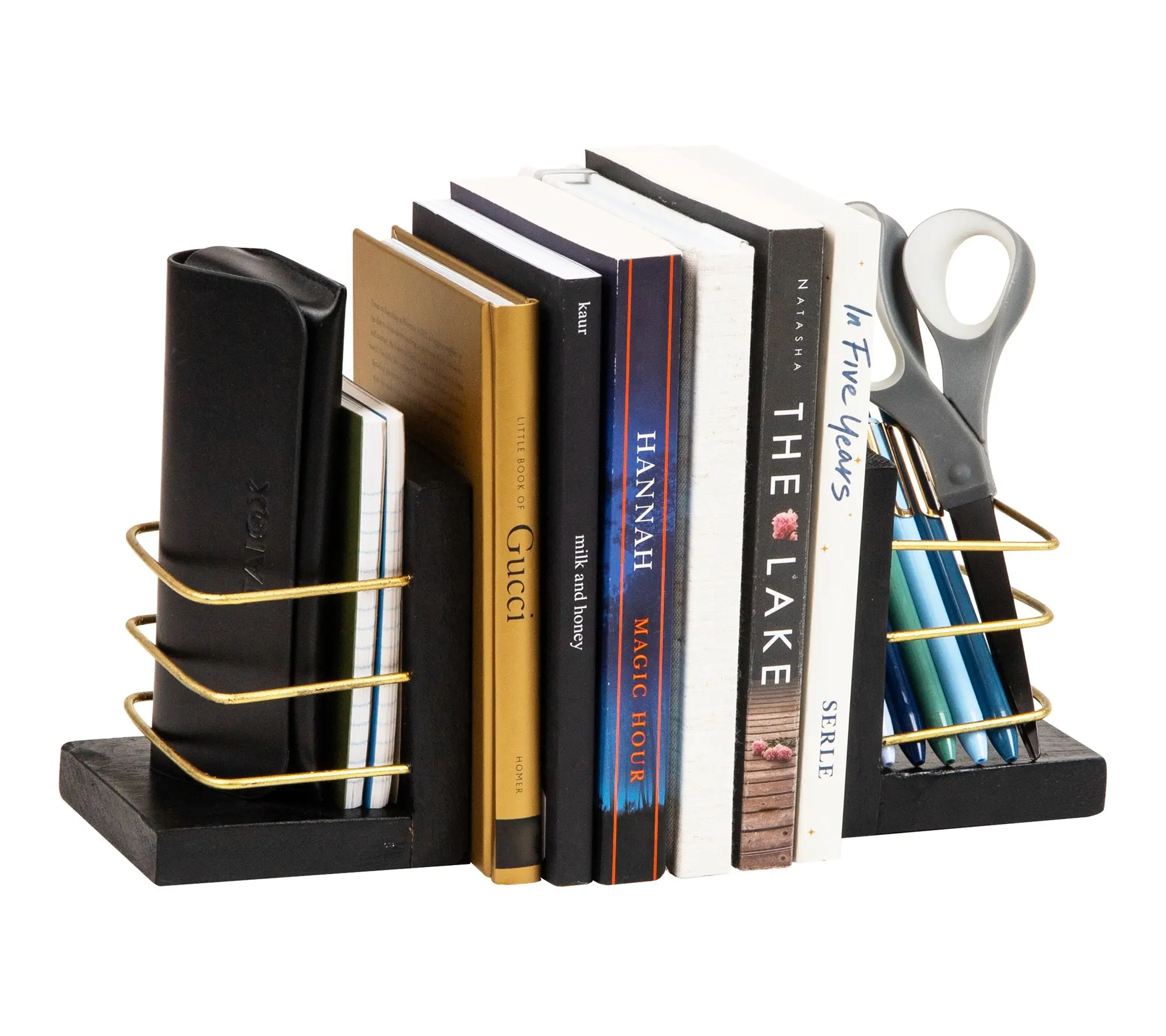 Mind Reader Decorative Basket Bookends Set of 2, Black Mind Reader Decorative Basket Bookends Set of 2, Black