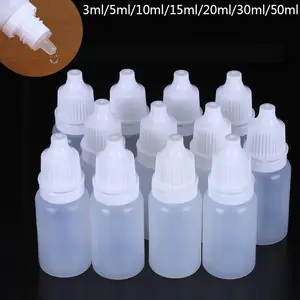 100PCS 3ML/5ML/10ML/15ML/20ML/30ML/50ML Eyes Liquid Dropper Refillable Bottles Empty Plastic Squeezable DIY Containers
