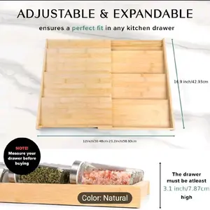 Expandable Bamboo Spice Rack 4-Tier Seasoning Organizer Adjustable 12" To 23" Fits 3" Drawers Natural Color Ideal Housewarming Gift for Kitchen Organization