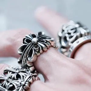 Gothic Cross Silver Stainless Steel Ring for Men and Women - Vintage Style Statement Unisex Jewelry, Handcrafted & Durable - Edgy E-Boy Aesthetic