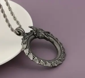 Men's Vintage Ouroboros Pendant Necklace