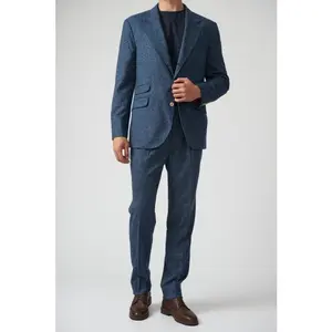 Blue Silk Two-Piece Suit