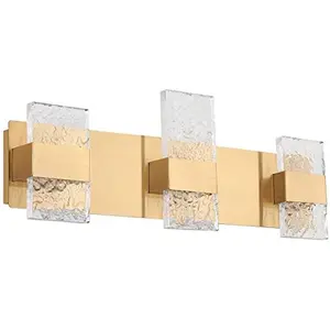 Dailyart Dimmable Gold Bathroom Light Fixtures 3 Light Modern Bathroom Vanity Lights Fixtures Over Mirror 18W Led Vanity Light F