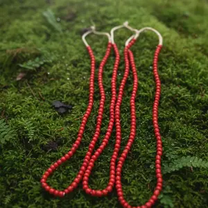 African Red White Heart Beads 5 mm Vintage Beads from Ethiopia 3 Strings