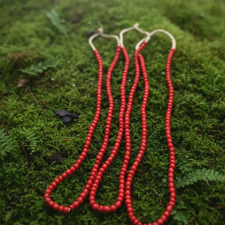 African Red White Heart Beads 5 mm Vintage Beads from Ethiopia 3 Strings