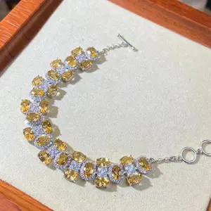 Natural Citrine Bracelet | 925 Sterling Silver | Golden Yellow Gemstone Jewelry