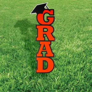 11" x 30" Orange Graduation Party Yard Stake