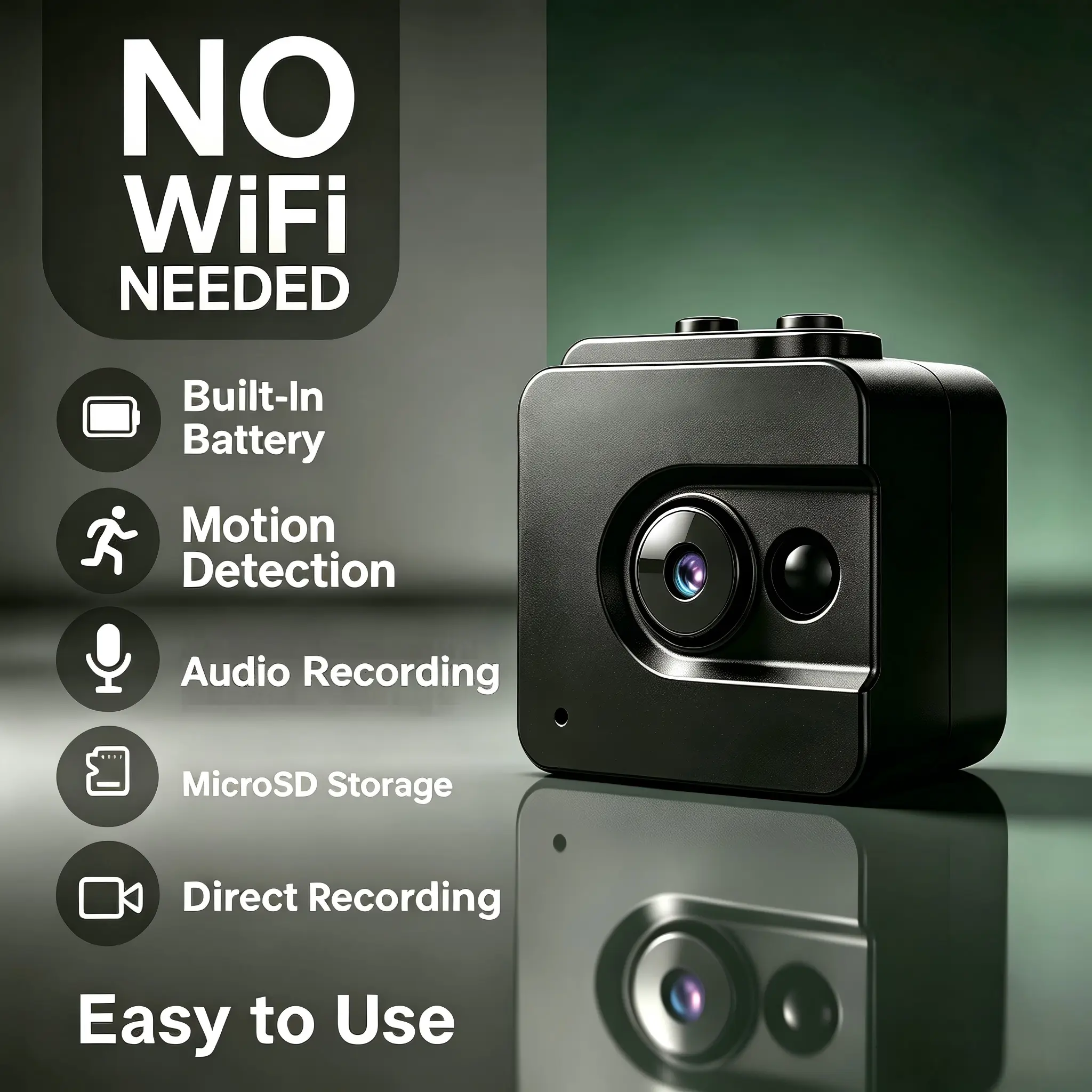 2PCS  720P This Camera Records Directly Without Requiring Wi-Fi,, And Features Continuous Loop Recording. It'S Portable, Has a Rechargeable Battery, And Offers a Plug-And-Play Setup, Making It Perfect for Home Security
