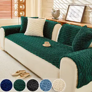 New Plush Texture Sofa Cushion Non-Slip Thick Universal All-Season Dark Sofa Cover, Washable Sofa Slipcover, 1pc Soft and Cozy Couch Pad