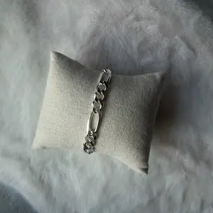 Figaro Link Silver Bracelet  8.5 inches, 6mm