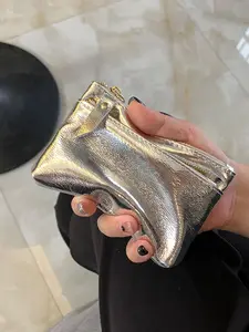 Genuine Leather Women, Fashion Ladies Coin Purse, Money Bag Clip, Silver Color Credit Card Holder, Small Female Zipper Pouch, Casual Gift, Fashionable Versatile Purse