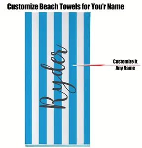 Personalized Beach Towels with Names Stripes Custom Pool Towel Microfiber Standard Size Easter Gifts for Kids