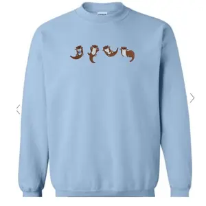 Cute otters embroidered sweatshirt/ summer otters sweatshirt embroidered