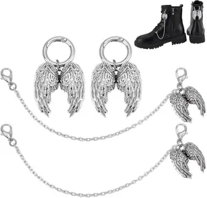 4pcs Punk Shoe Charms – Goth Shoelace Chains & Decorative Accessories for Shoes, Boots, Bags – Platinum