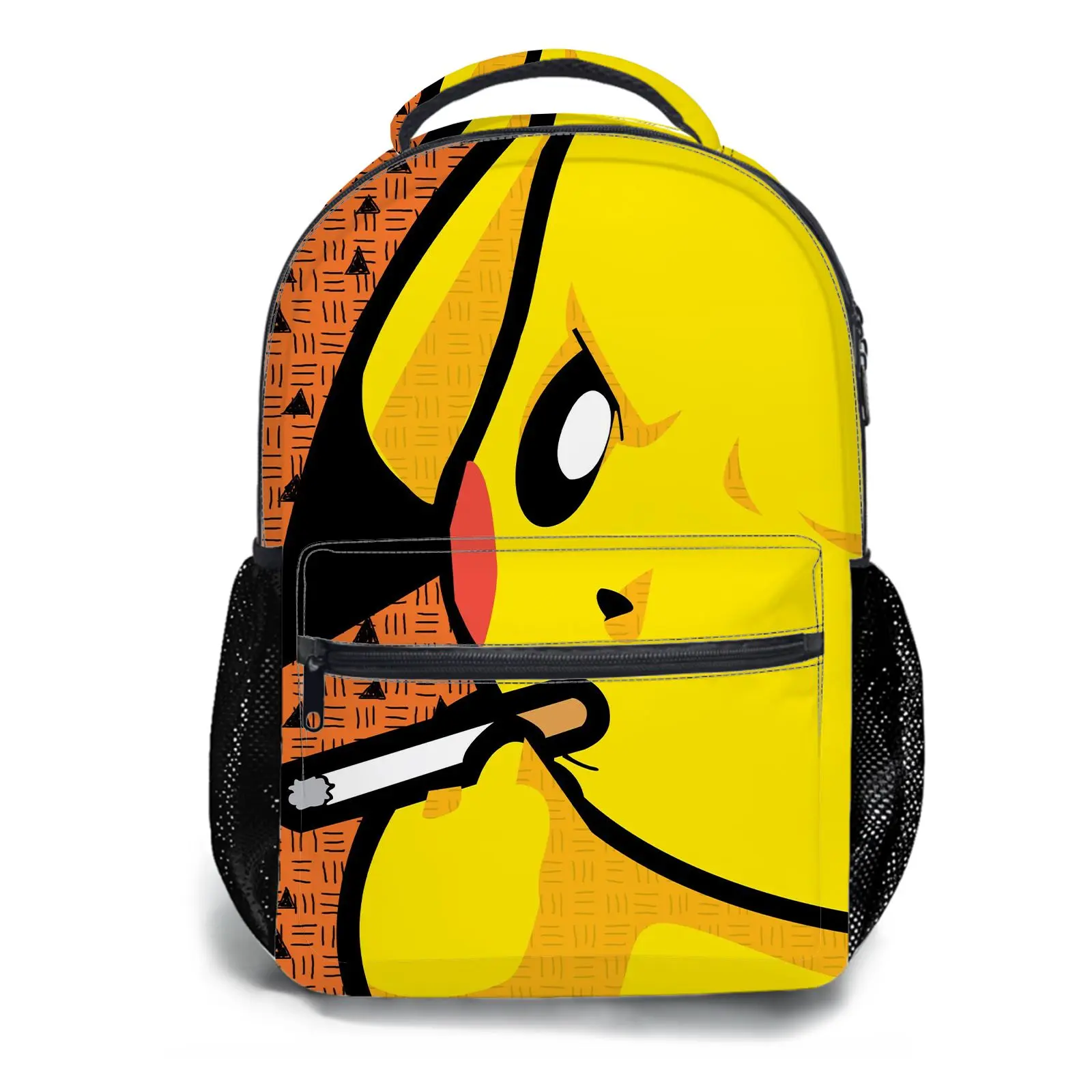 Men's and women's backpacksStudent Schoolbag Childrens Schoolbag High Quality Schoolbag Gift For Anime Cool Pikachu Smoking Design Durable Polyester Fabric With Mesh Side Pockets For Kids Teens Daily Use School Travel