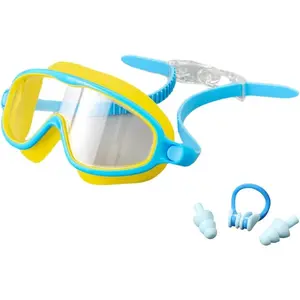 Kids Swim Goggles for Kids, Anti-Fog Anti-UV Wide View Swimming Goggles, Kids Goggles for Swimming with Nose Cover, No Leaking, Waterproof