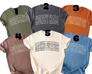 Custom Family Thanksgiving Shirts, Thanksgiving Food Shirts, Turkey Tee, Mashed Potatoes, Pumpkin Pie, Stuffing, Honey Ham, Greens, Funny Friendsgiving Dinner Outfit