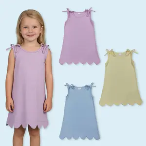 Girls kids active wear solid color yoga dress athletic dress breathable soft casual wear dress