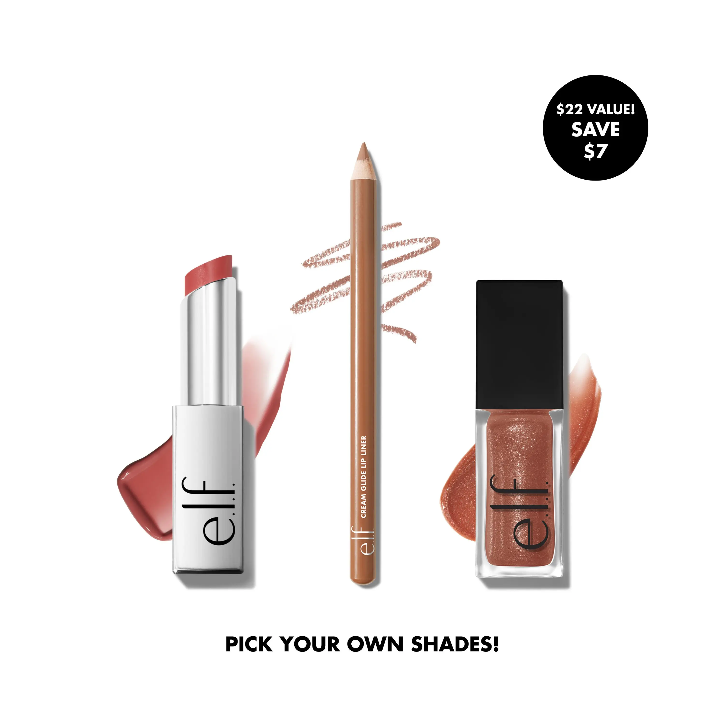 e.l.f. Build Your Glow Up Lip Trio - 3-Piece Set for Day to Night Look - Lip Liner, Lipstick, Lipgloss