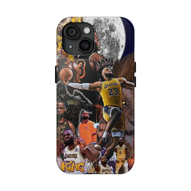 King LeBron James Phone Case, Basketball Sport Phone Case Cover For iPhone X 11 12 13 14 15 16 Plus Pro Max screen protector Shockproof Protection