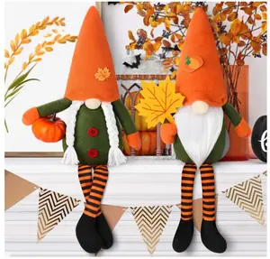 2PCS Fall Gnomes Plush Decorations, Handmade Fall Thanksgiving Gnomes Plush Ornaments with Pumpkin Maple Leaves - Thanksgiving Holiday Home Table Decorations Gifts（Thanksgiving Gnomes-1） Pack Evil