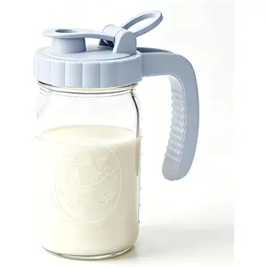 32 Oz Glass Mason Jar Pitchers With Pour Lid 1 Quart Wide Mouth Breast milk Storage Jug Container For Fridge Coffee Creamer Iced Sun  Juices Lemonade Airtight