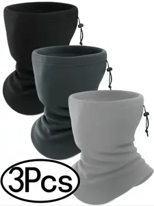 3Pcs-Men Women Winter Fleece Neck Warmer Scarf, Windproof Warmth Design, Multiple Colors Available, Casual Daily Wear Accessory, Neck Gaiter