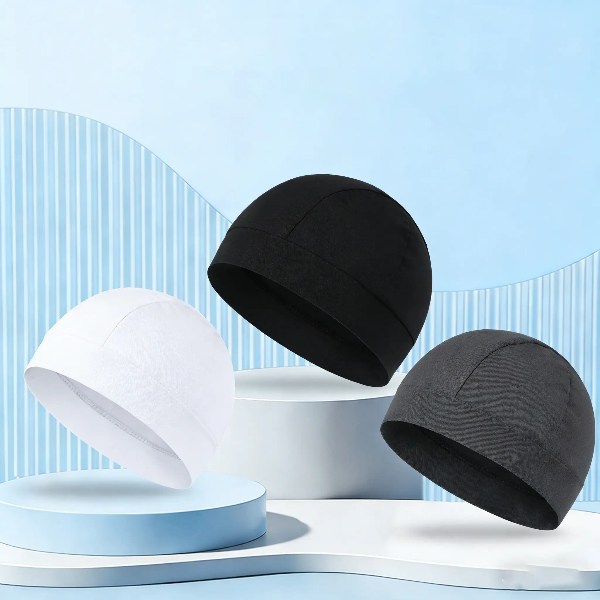 Unisex Nylon Plain Multifunctional Skull Cap Beanie - Cool and Breathable, Stretchy 1 Size Fits Most Summer Black Helmet Liner, Biking Accessory, Casual Wear Festive & Party Gift for Boyfriends