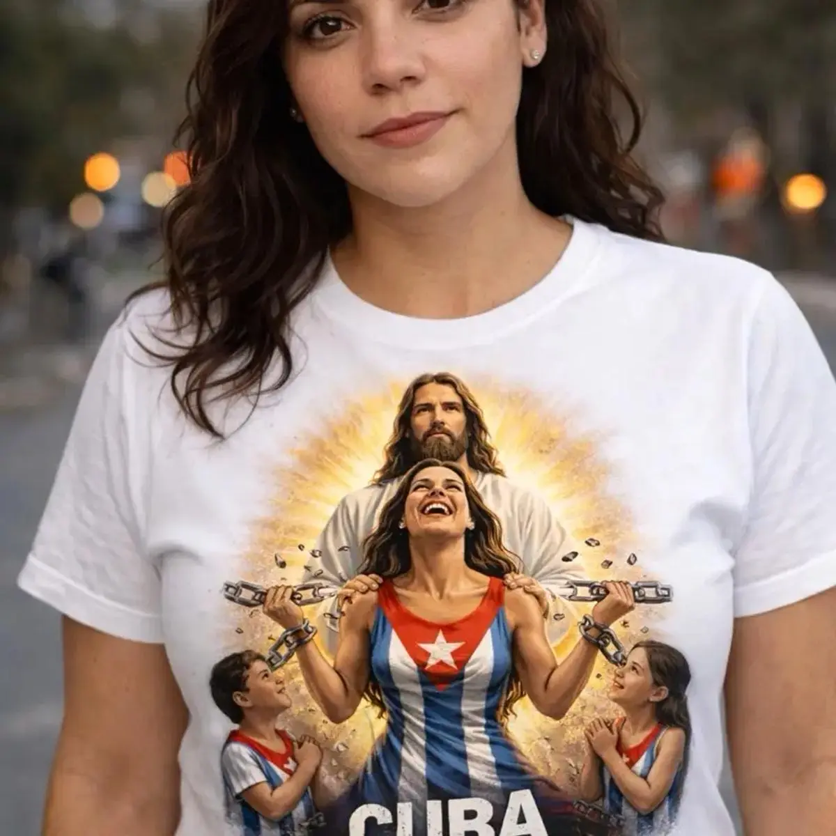 Cuba Pride T-Shirt Women's & Men's White Tee With Iconic Cuban Flag Design & Inspirational Graphics Stylish Cotton T-Shirt for Men Women