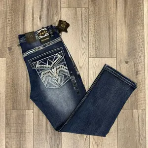 Men's Denim Western Jeans Bootcut Pants - Classic & Stylish Casual Outings Everyday Wear Comfortable Fit with Pocket