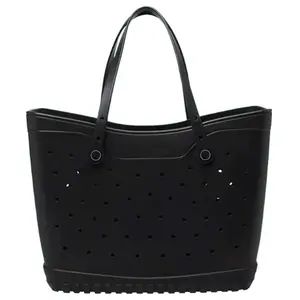 Portable multifunctional environmentally friendly one-shoulder colorful hole beach bag pet vegetable basket classic tote bag