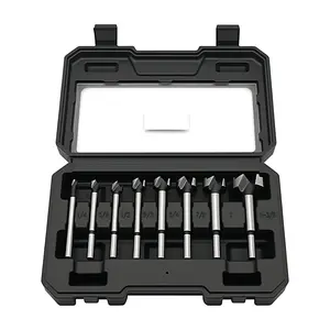 8 Piece Forstner Bit Set, Made of Alloy Steel, Forstner Bits for Woodworking, Auger Opener Round Shank Drilling Cutting Tool for Hardwood, Softwood, Plastic, Plywood with Storage Case