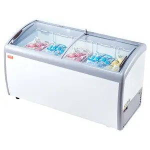 【Summervibes】VEVOR Commercial Ice Cream Display Case, 16.3 Cu.ft Chest Freezer, Mobile Glass Top Deep Freezer, Restaurant Gelato Dipping Cabinet with 5 Wire Baskets, 2 Sliding Glass Doosr, Locking Casters, White