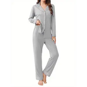 Womens Pajamas Set 2 Piece Button Down Pjs Soft Long Sleeve Top and Pants Sleepwear Lounge Sets  loungewear for travel comfy lounge sets women postpartum breastfeeding pajama parties christmas pajamas pajamas Fabric Homewear Womenswear