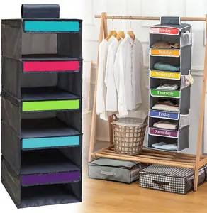 5-Tier Hanging Closet Organizer with Weekday Labels & 6 Pockets for Easy Morning Organization - Perfect for Any Bedroom - Closet Organization & Mom Life Hacks