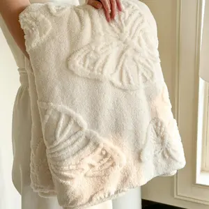 Solid Color Butterfly Jacquard Blanket, 1 Count Soft Comfortable Warm Throw, Air-conditioned Room Blanket, Soft Cozy Blanket, Bedding Supplies for Home Office Travel