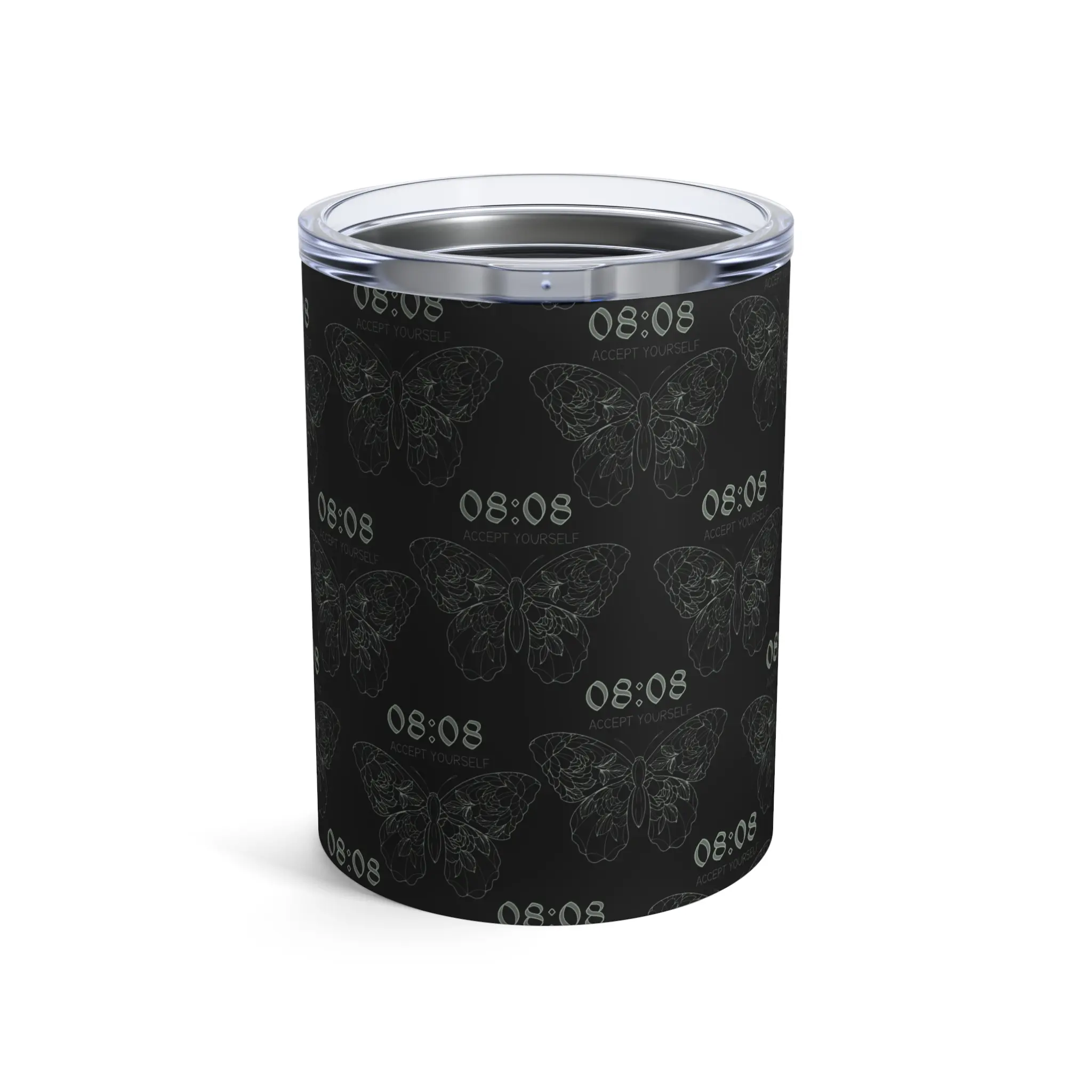 Black Tumbler 10oz, Angel Number 808 Accept Yourself, Numerology Gift, Positive Energy Cup, Manifestation Gift, Law of Attraction Gift