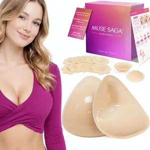 Muse Saga Push Up Sticky Bra Inserts – Seamless, Reusable Invisible Adhesive Pads for Strapless & Backless Dresses